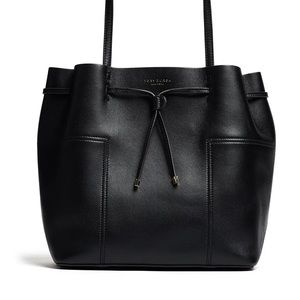 Tory Burch T Block Tote Bag Black EUC